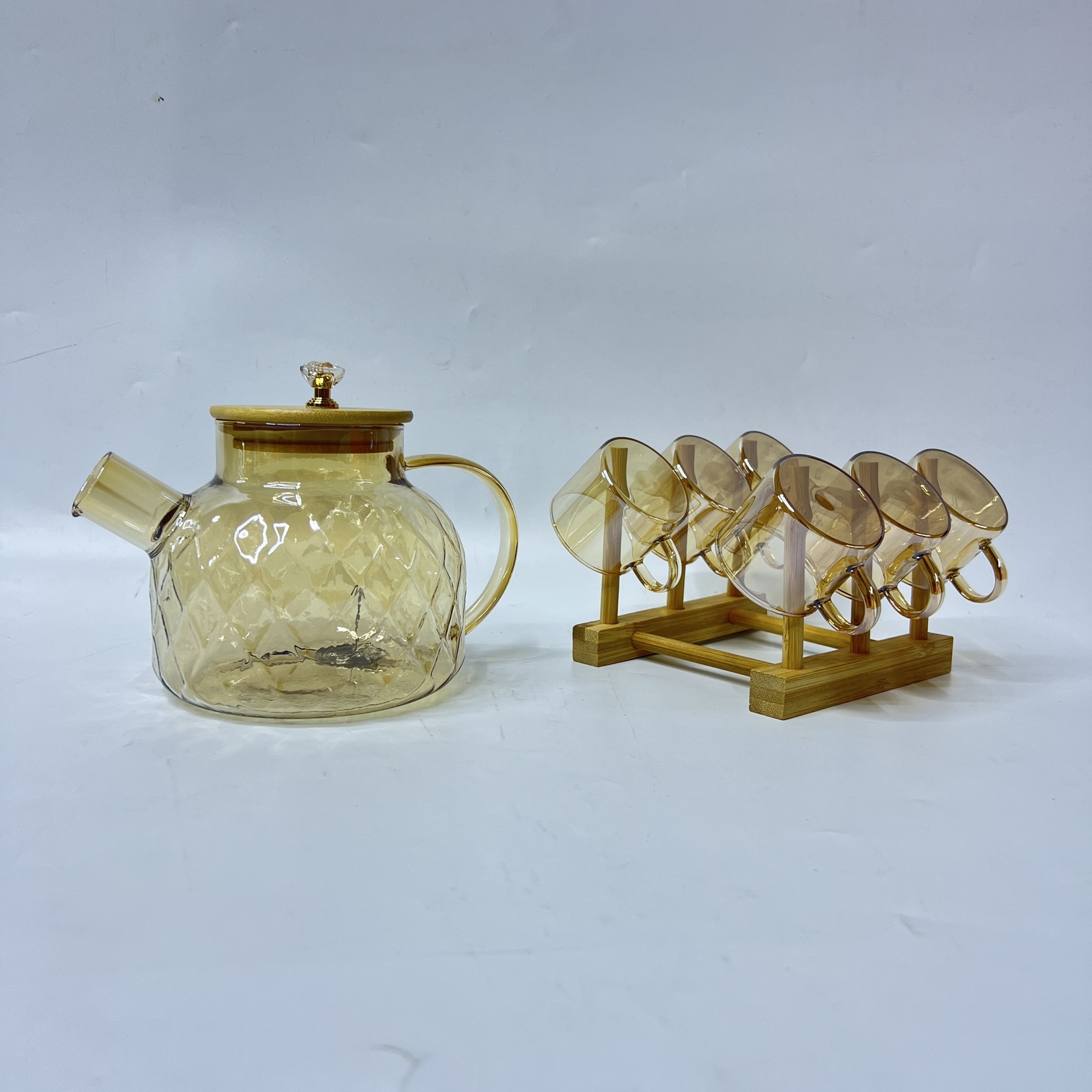 7-Piece Diamond Glass Tea Set (Q1028-7H)