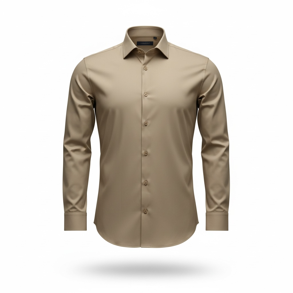 Manschett By Quesste Turkey Edition Men’s Slim Fit Plain Shirt – Khaki (6107)