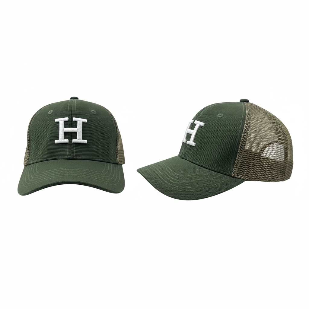 Heritage Green "H" Mesh Cap – Premium College Style Streetwear