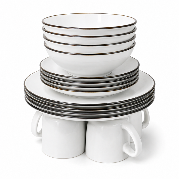 Elegant White Dining Tableware Collection 16PCS Set-(1291)