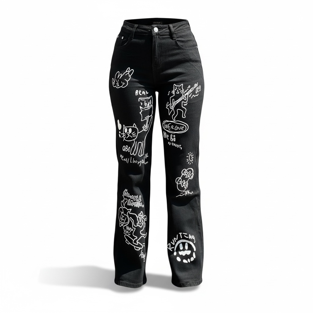 Graffiti Print Mummy Jeans 50651