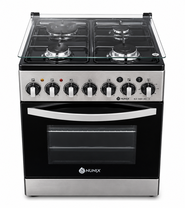 Nunix WLD-560-3G1E Free Standing Cooker – 3 Gas Burners + 1 Hotplate Gas Oven