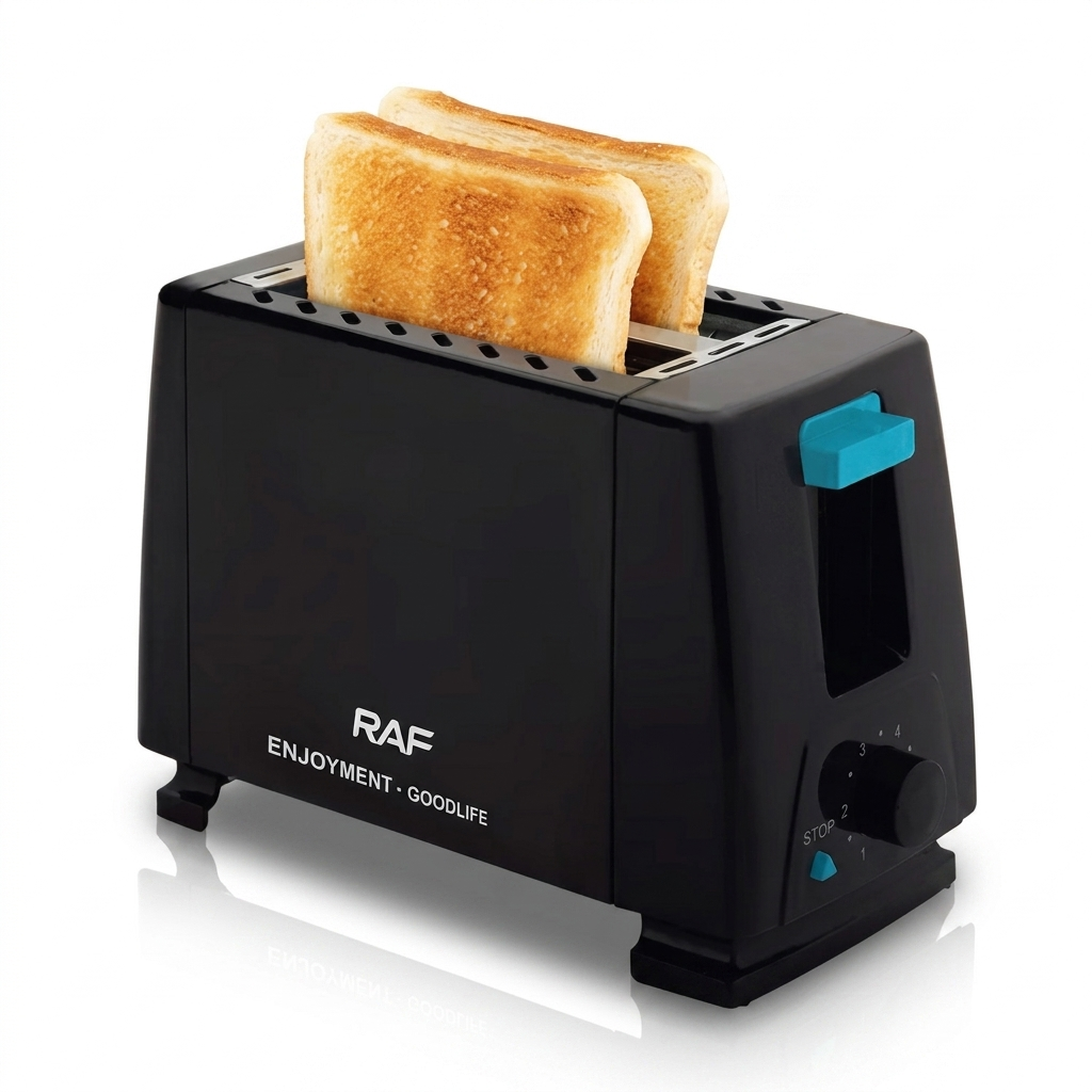 RAF 2-Slice Pop-Up Toaster R.263 – Compact Glossy Black Toaster