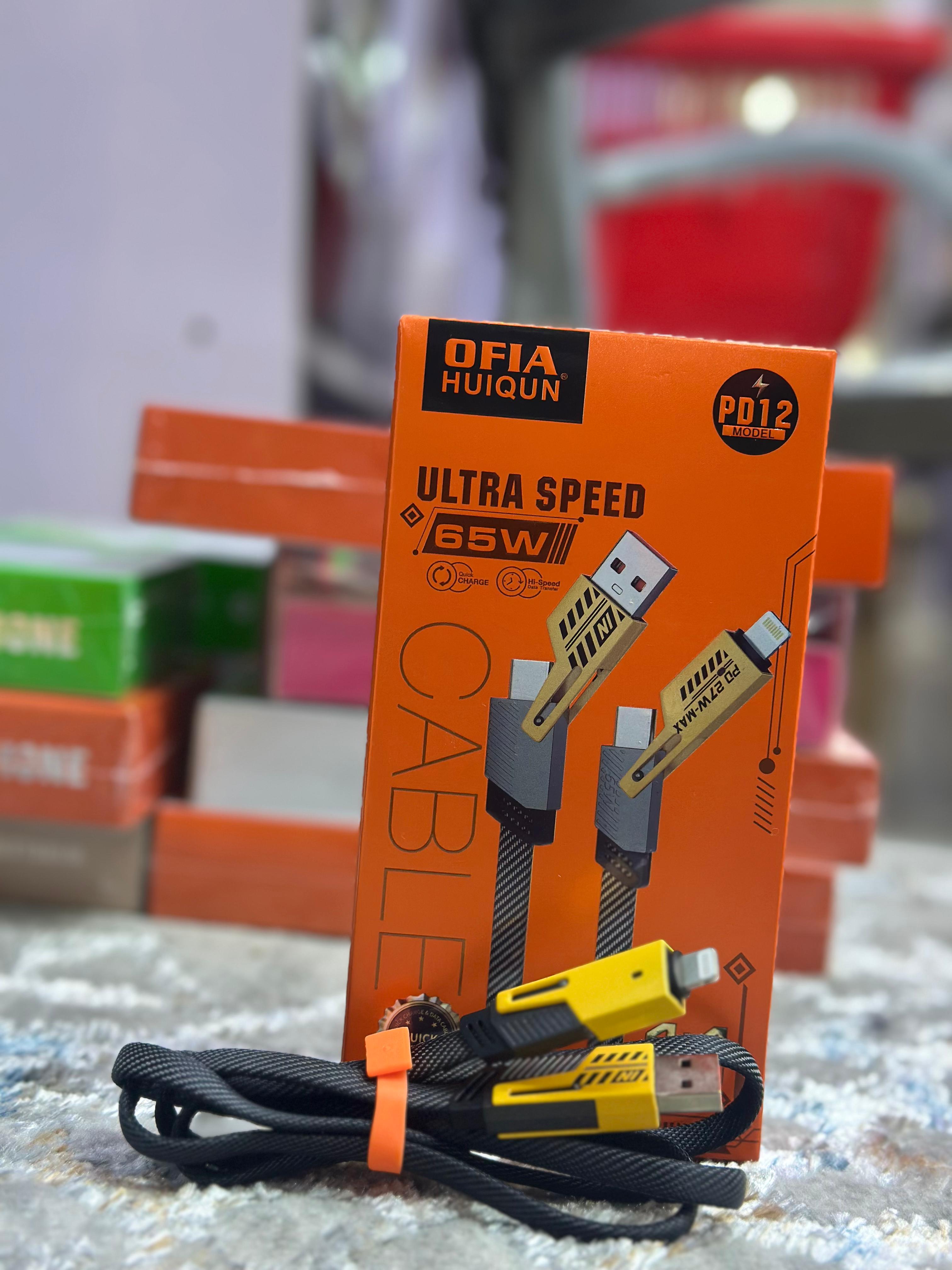 OFIA HUIQUN PD12 65W Fast Charging Cable – 4 in 1 USB Charging Cable