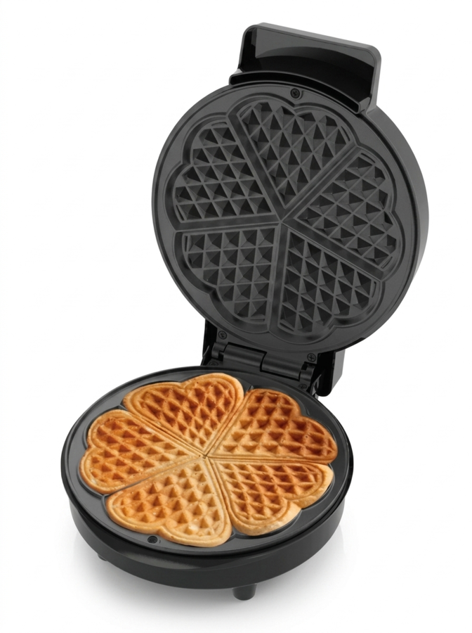 RAF Heart-Shaped Waffle Maker R.2224 – Flower Pattern Belgian Waffle Maker