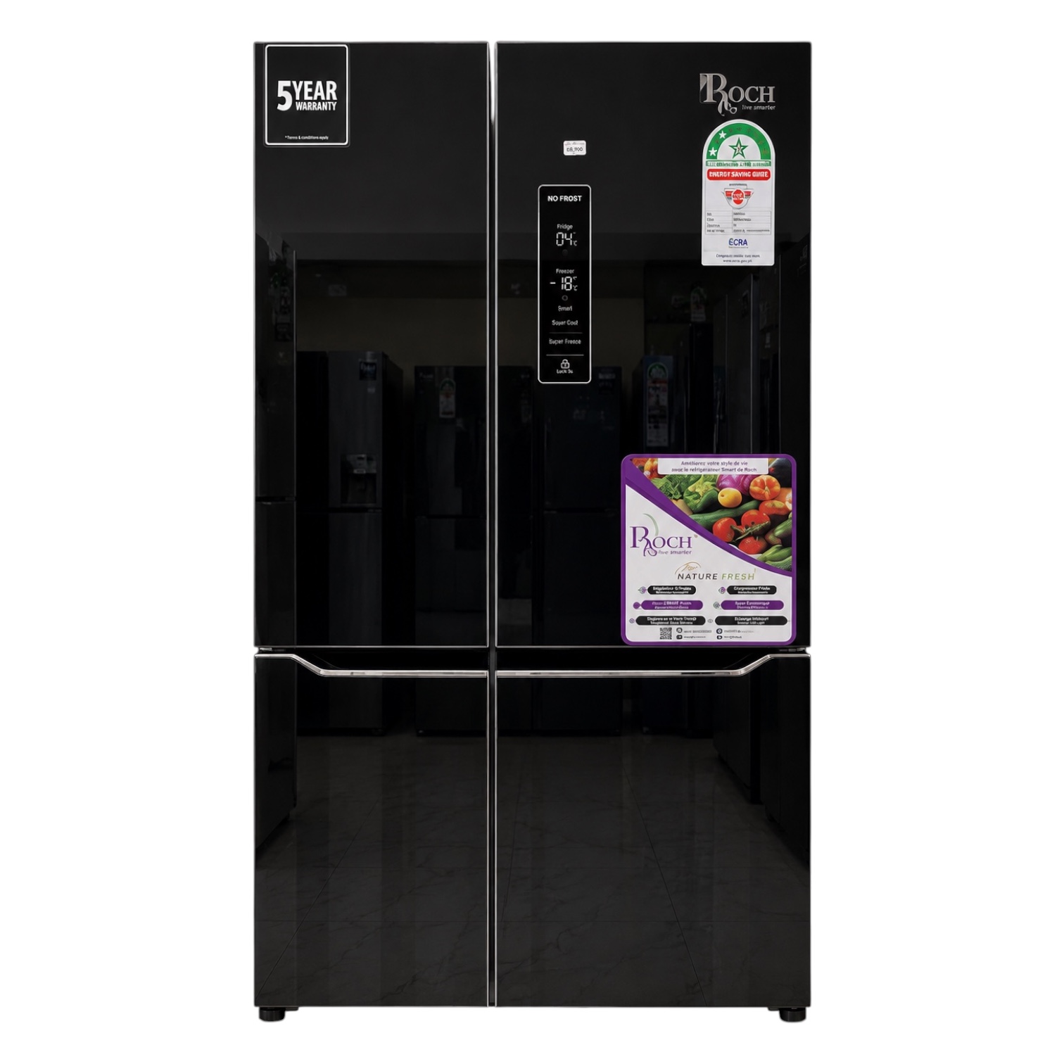 Roch Side by Side Refrigerator (RFR-500D4G-B)