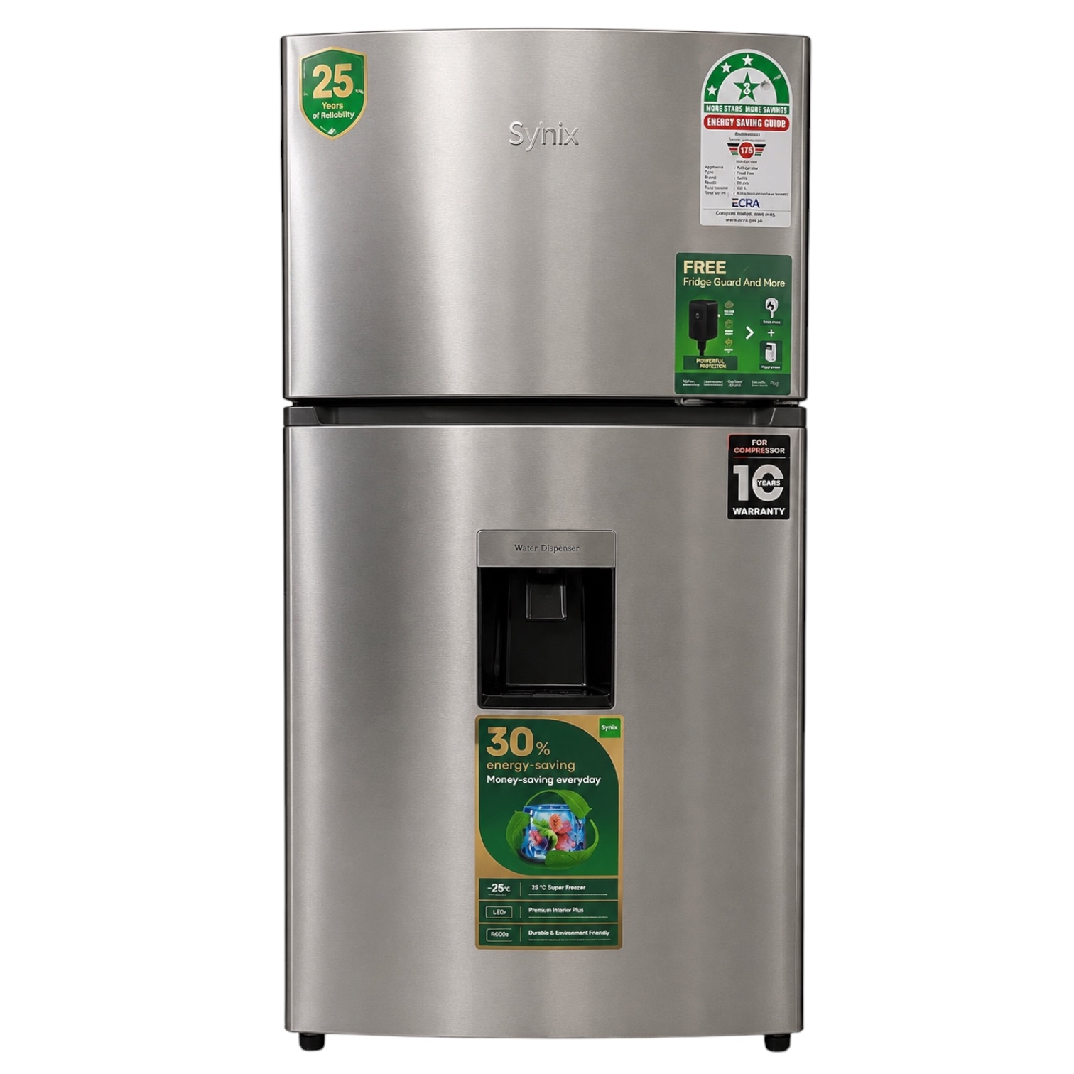 Syinix 210L Double Door Refrigerator with Water Dispenser (FD275BF03WK)