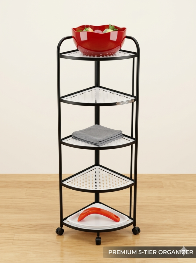 Multi-Layer Corner Organizer Rack - Black