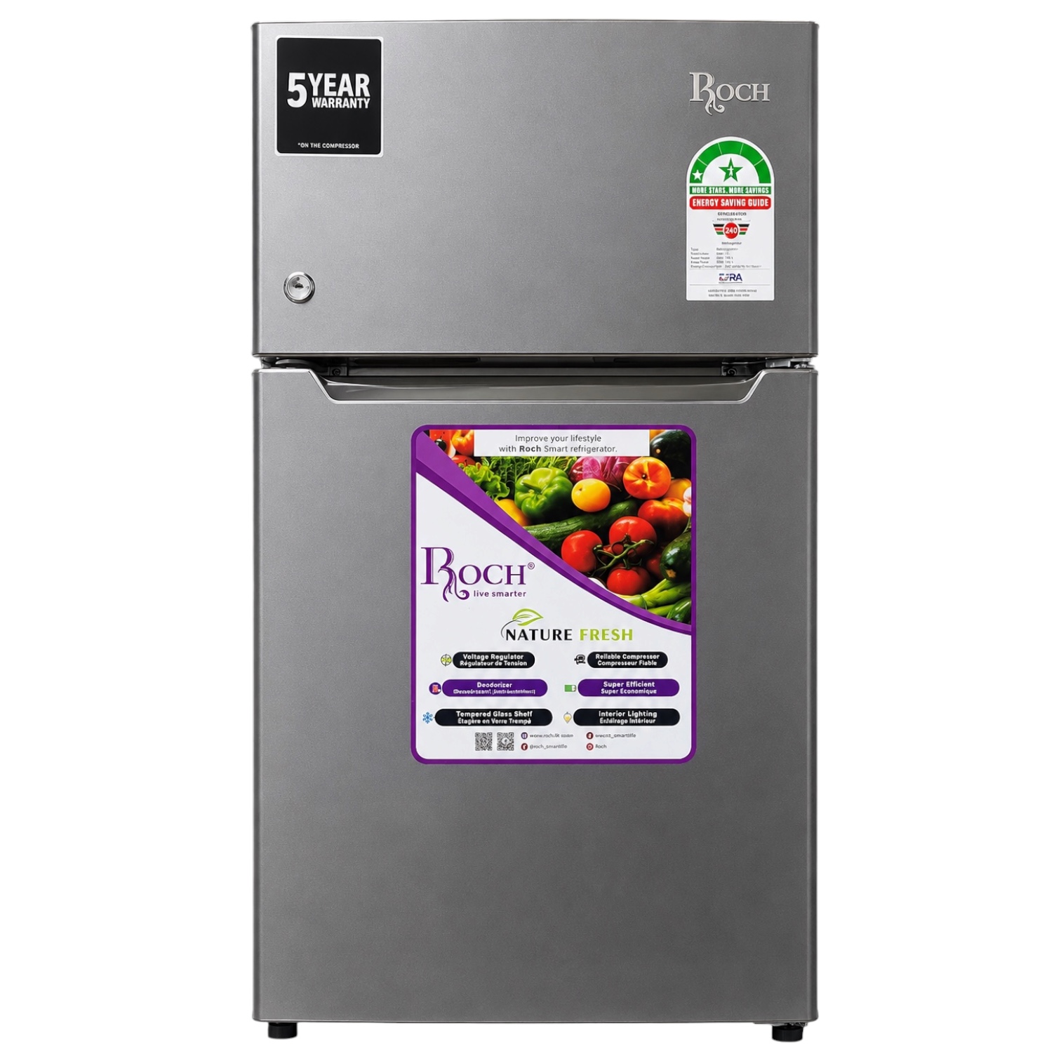 Roch Double Door Refrigerator-(RFR-115DT-I)