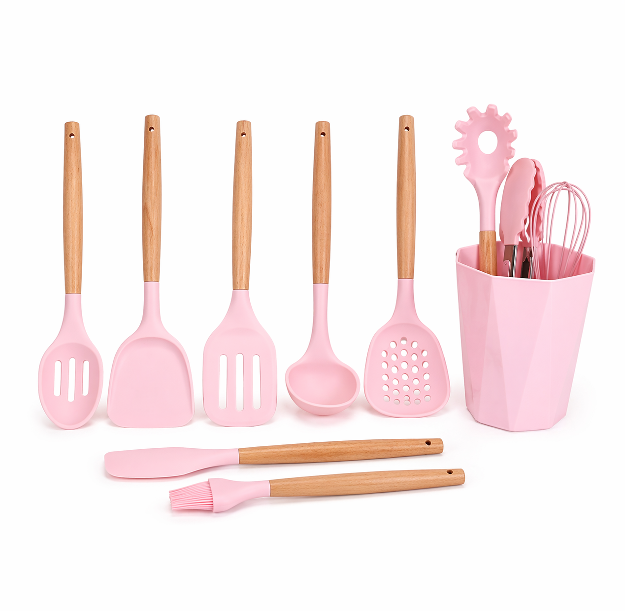 11 Piece Silicone Utensil Set with Wooden Handles – XYSJ-0011