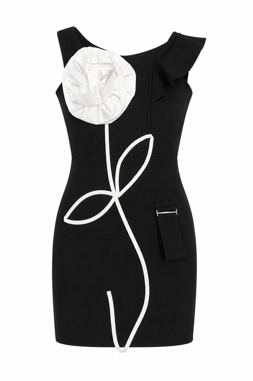 Luxury Floral Detail Mini Dress 603