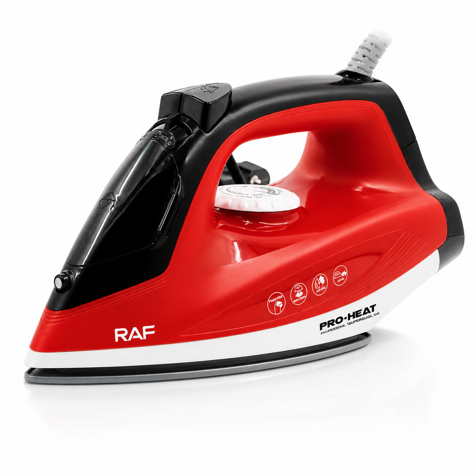 RAF Pro-Heat Electric Steam Iron Non-Stick Soleplate Fast Heating R-1212R