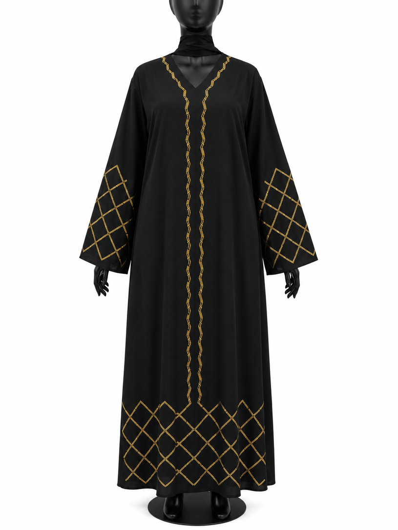 Elegant Black Embroidered Abaya