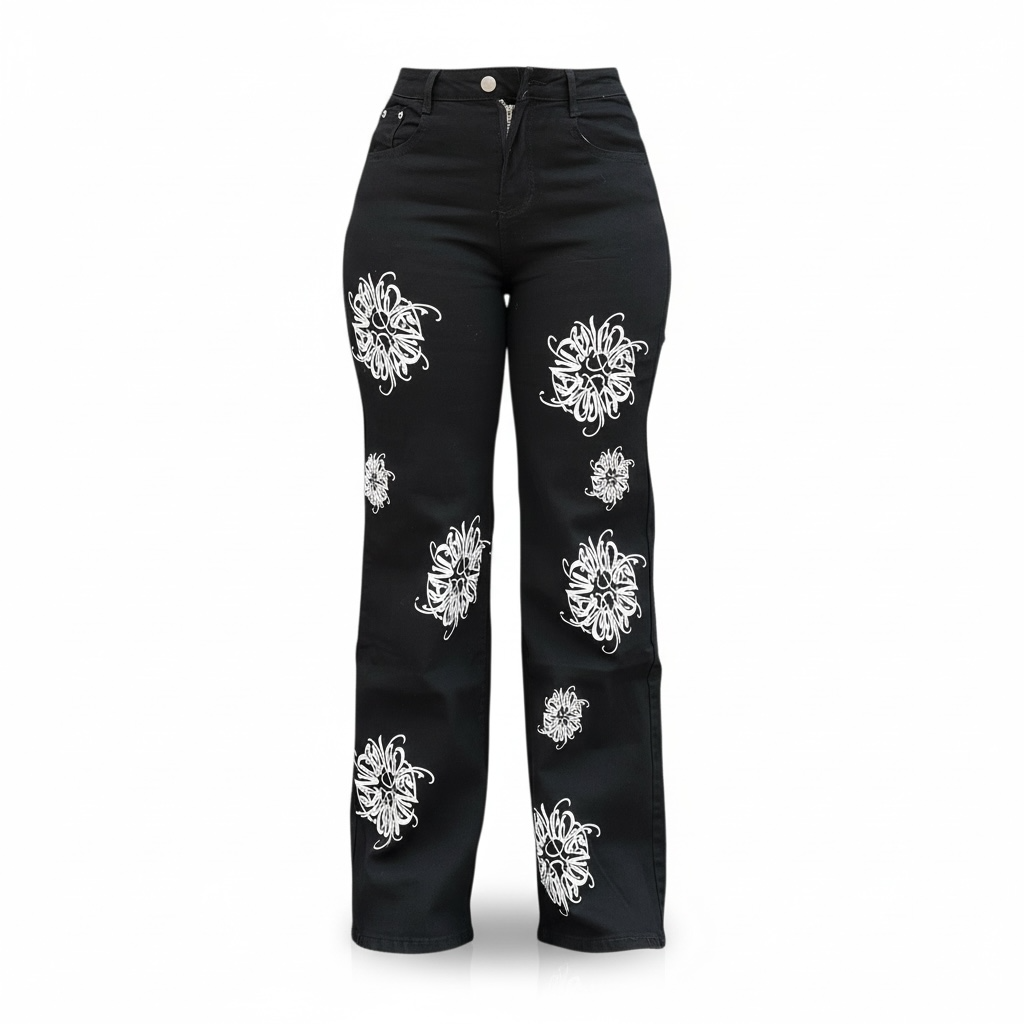 Floral Sketch Print Mummy Jeans 5037