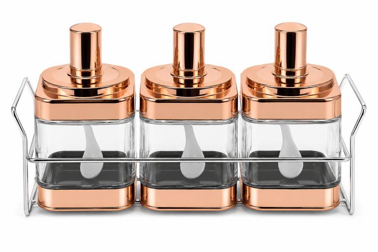 3-Piece Storage Jars Set with Rack