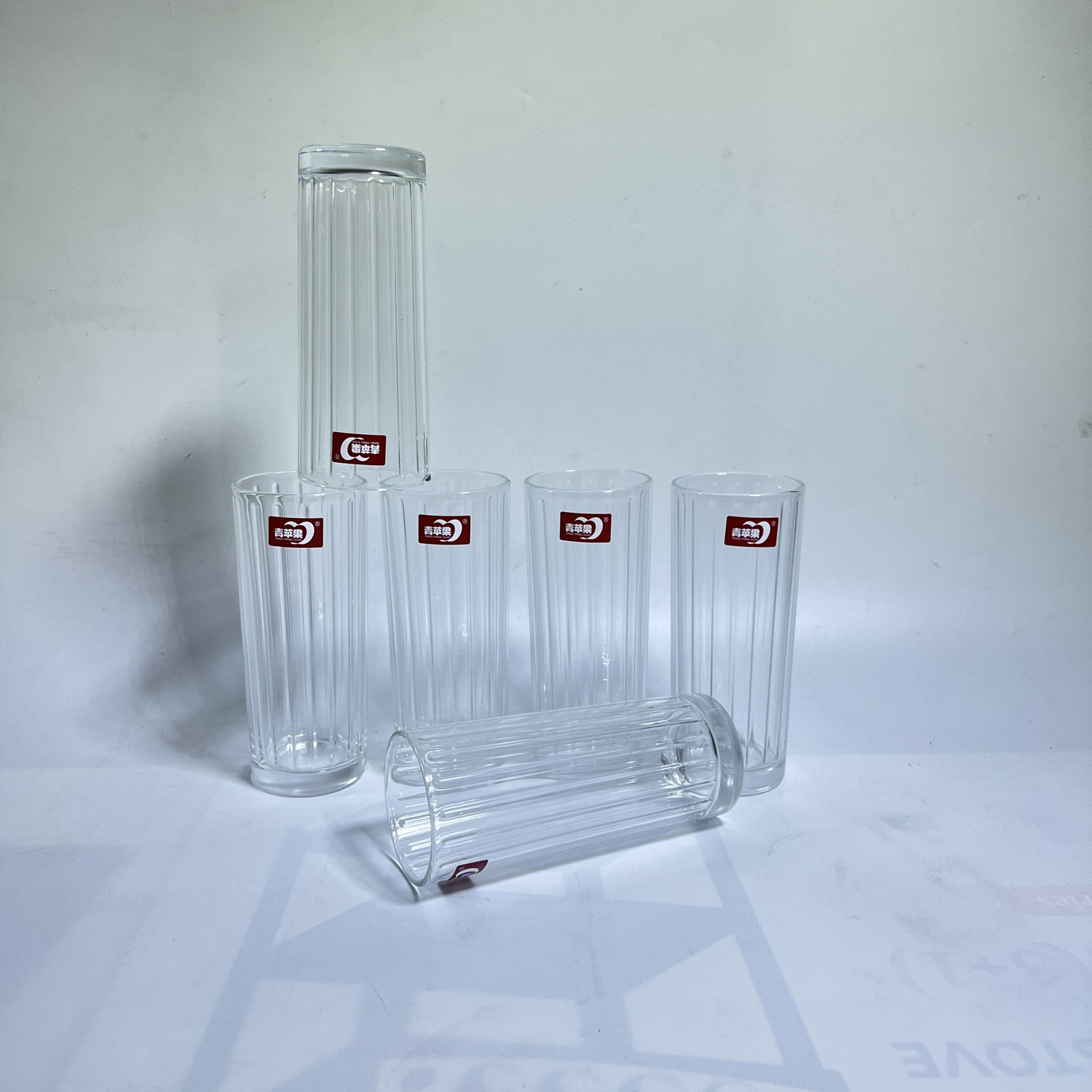 Premium Ribbed Tall Glass Tumbler Set 350ML (65153Z)