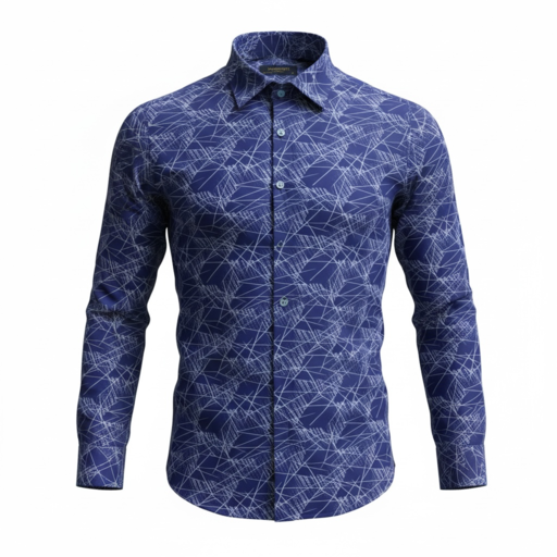Men’s Slim Fit Printed Shirt – Blue (5019-29)