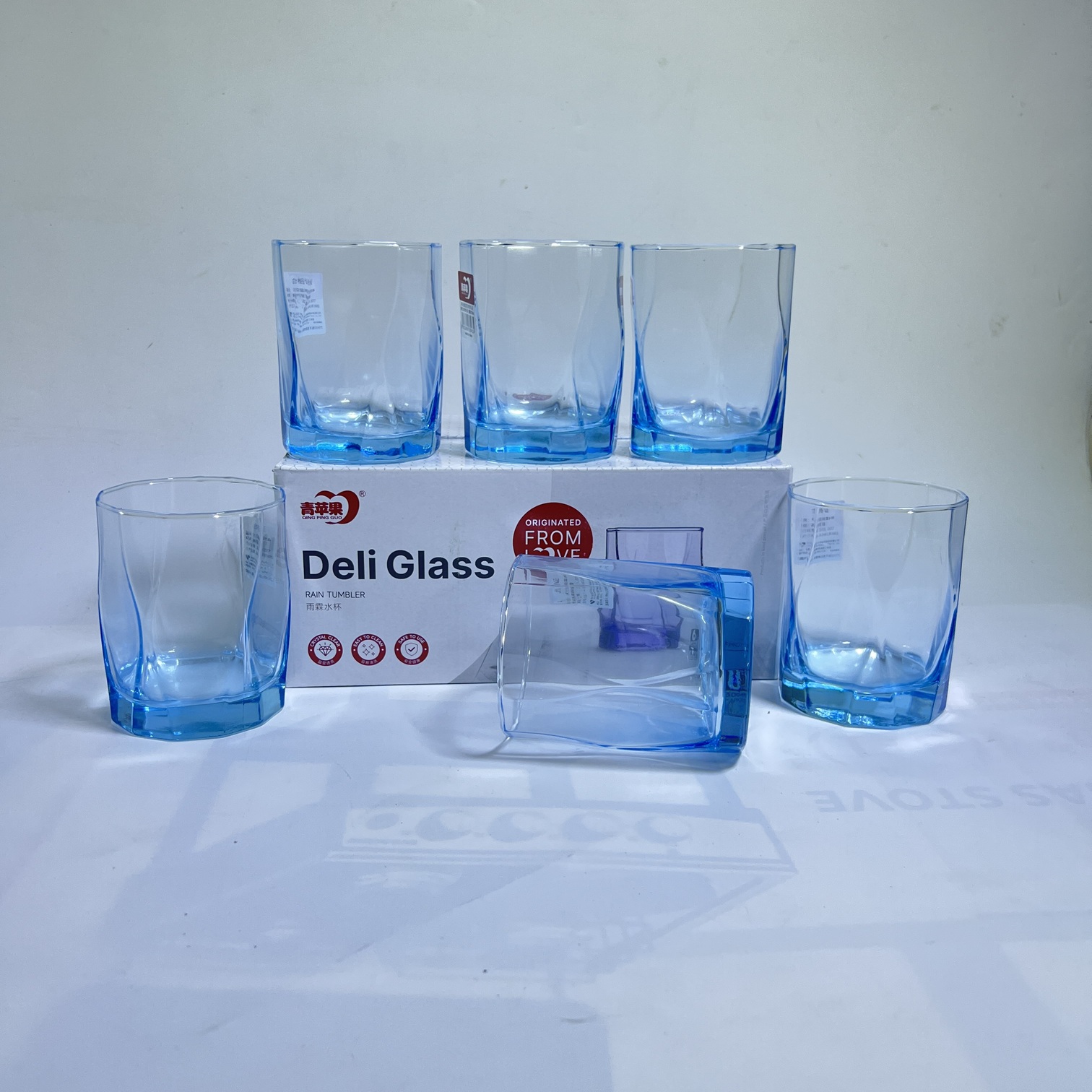 Premium Blue Base Whiskey Glass Tumbler Set 300ML (JS5181-2B)