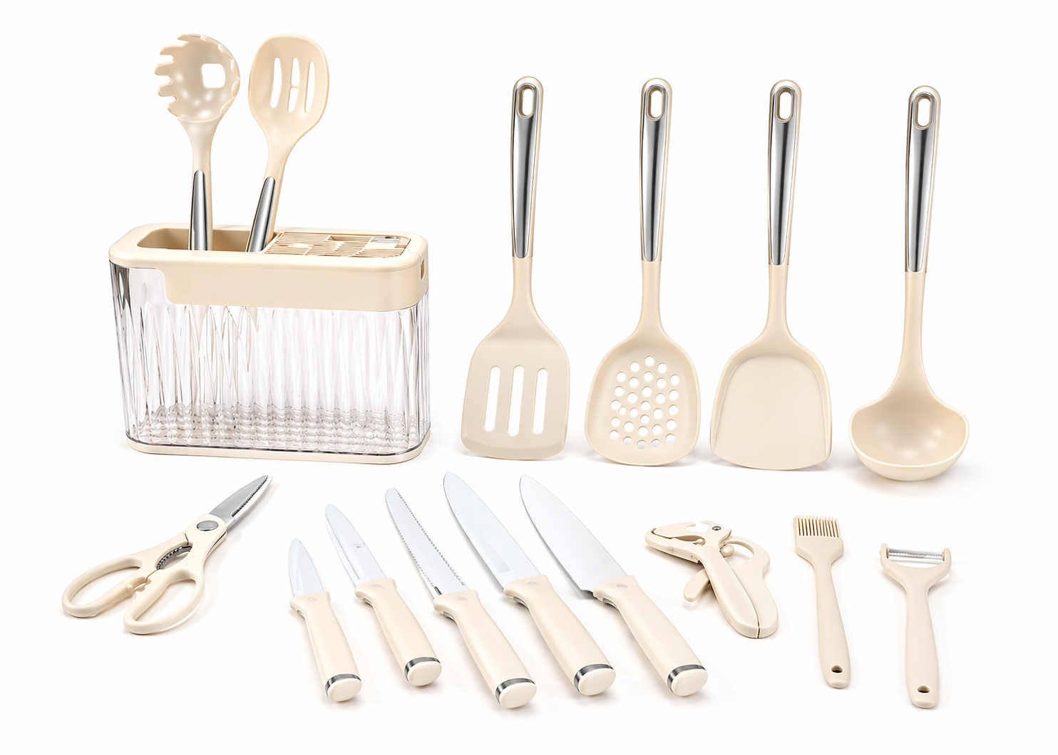 17-Piece Water Ripple Silicone Utensil & Knife Set (XYSJ-0023)