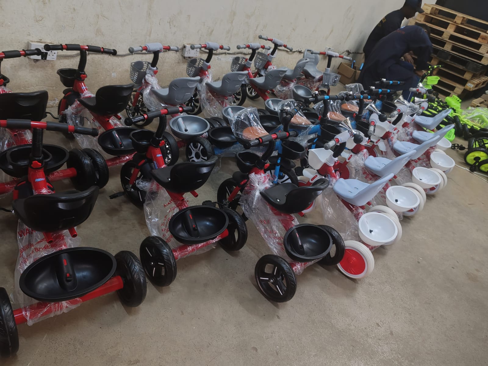 Red & Black Toddler Tricycle with Parent Push Handle, Front Basket, Adjustable Seat, Safety,