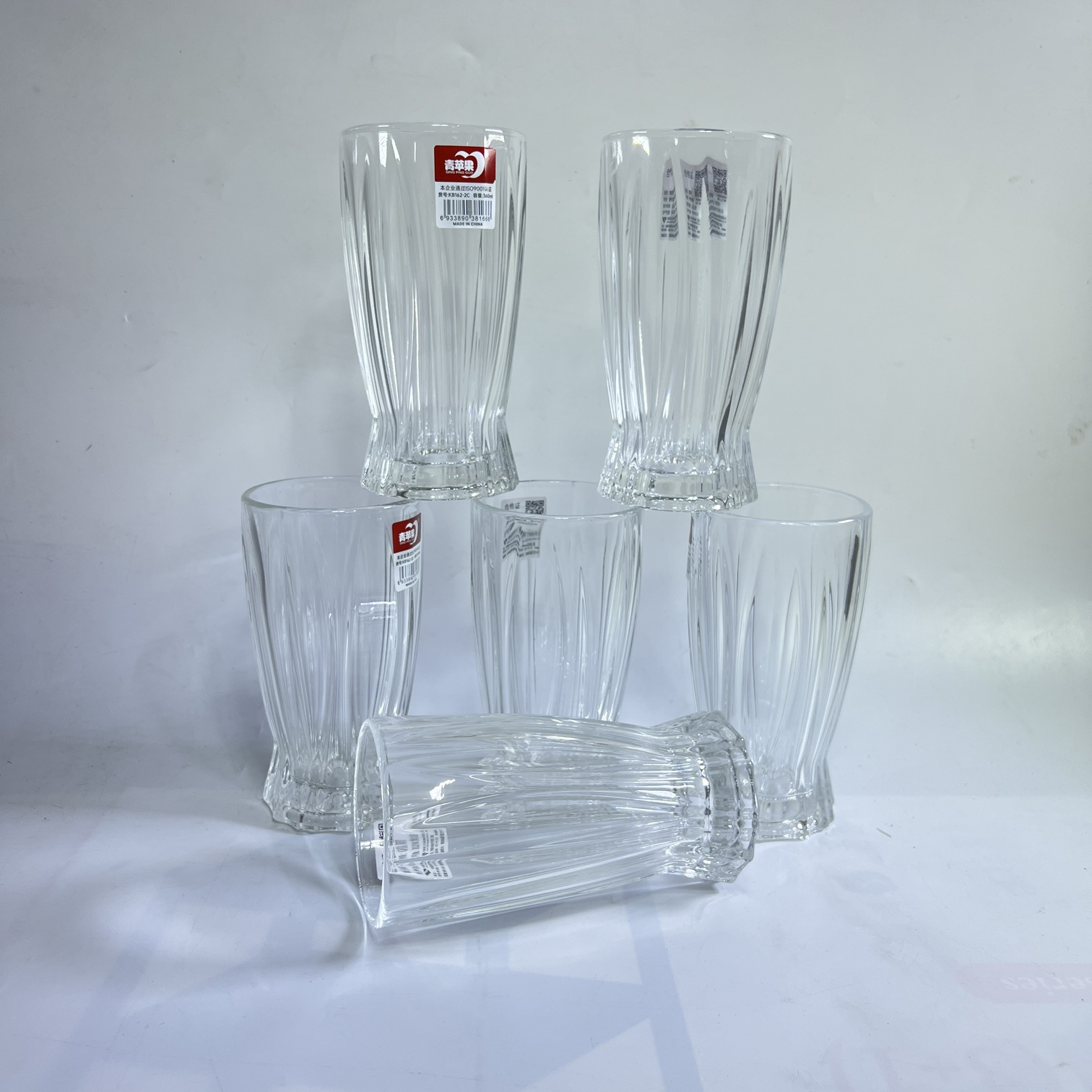 Ribbed Tall Glass Set 6PCS-KB162-2C