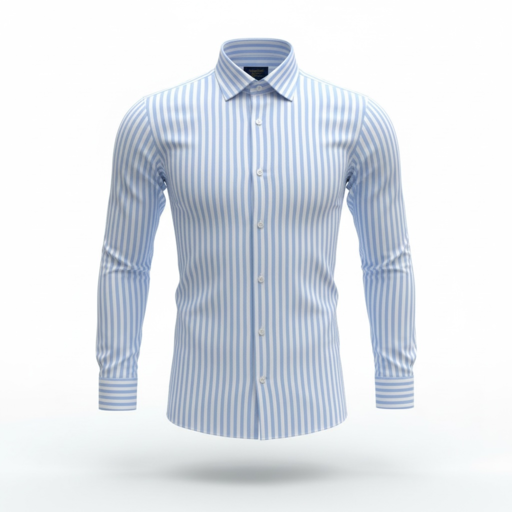 Men’s Slim Fit Stripe Shirt – Light Blue & White ( 6164-12)