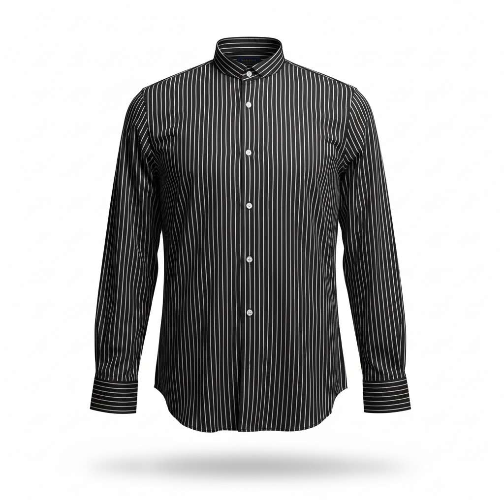 Manschett By Quesste Turkey Edition Men’s Slim Fit Stripe Shirt – Black (6126)