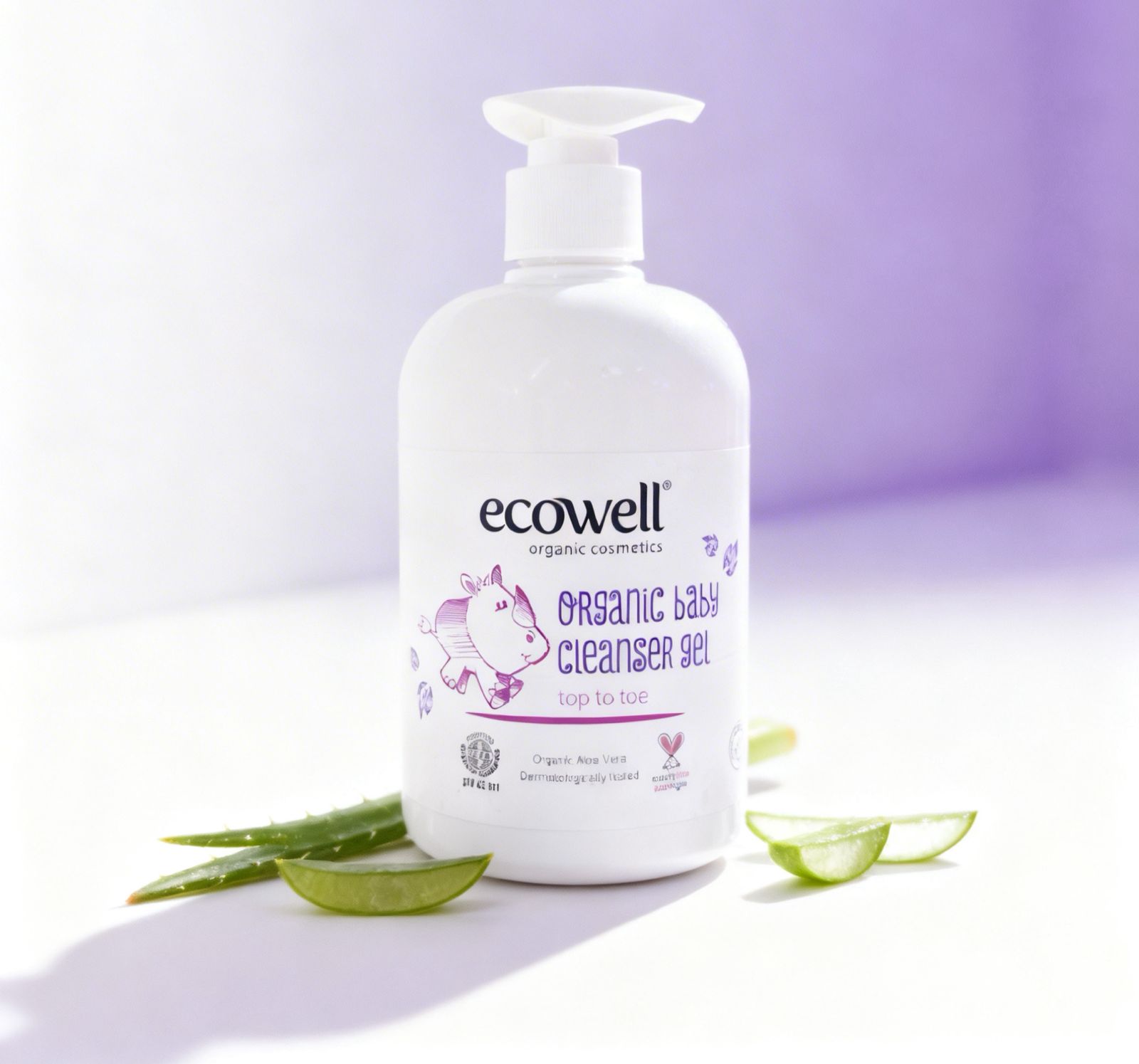 Ecowell Organic Baby Cleanser Gel – Gentle Organic Aloe Vera Top to Toe Wash