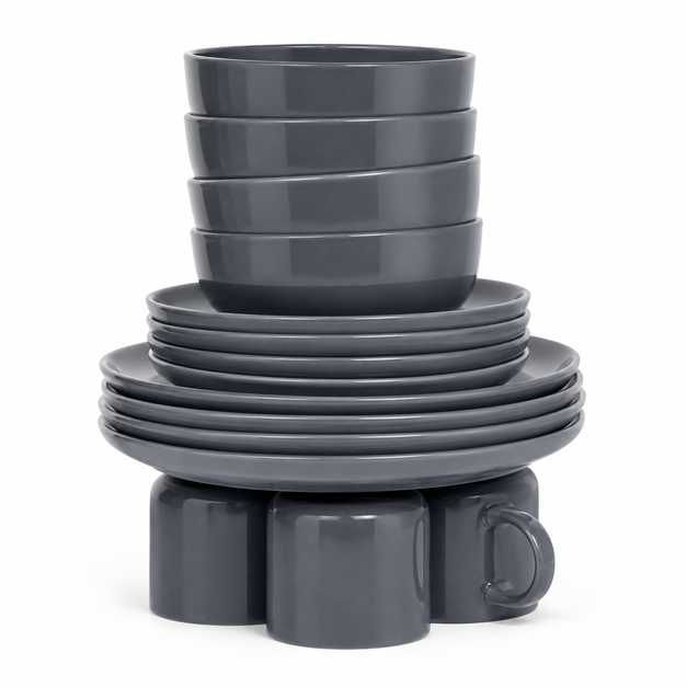 Modern Grey Ceramic Dinner Set –(1202)