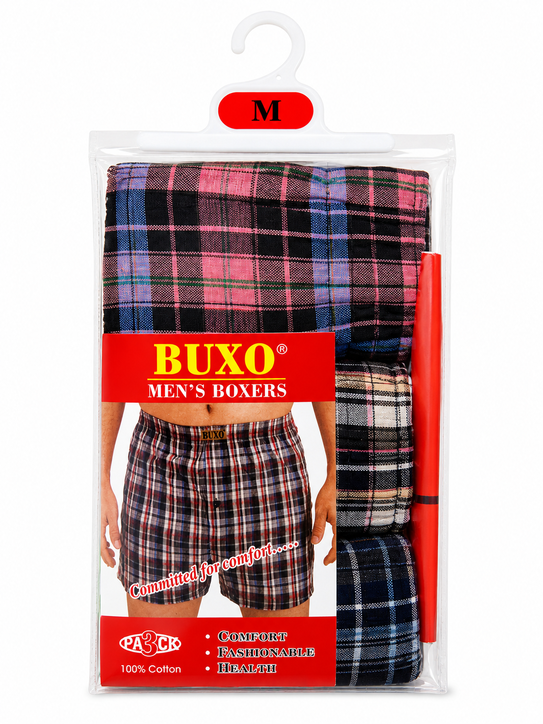 BUXO Men’s Cotton Boxer Shorts – 3 Pack