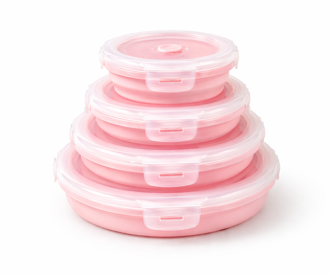 4-Piece Round Collapsible Silicone Lunch Box Set (XYSJ-0033)