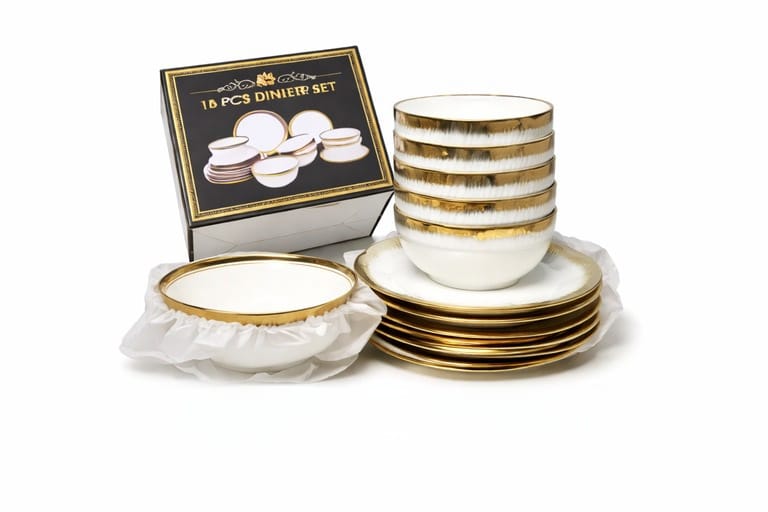 18-Piece Gold Rim Dinner Set