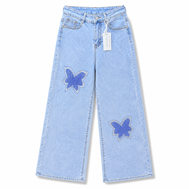 Women’s Butterfly Patch Wide Leg Jeans