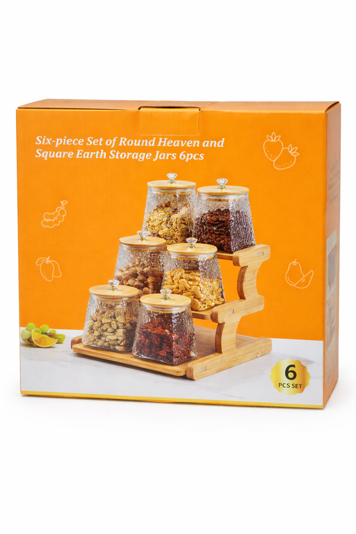 Round Heaven Square Earth Storage Jars 6PCS
