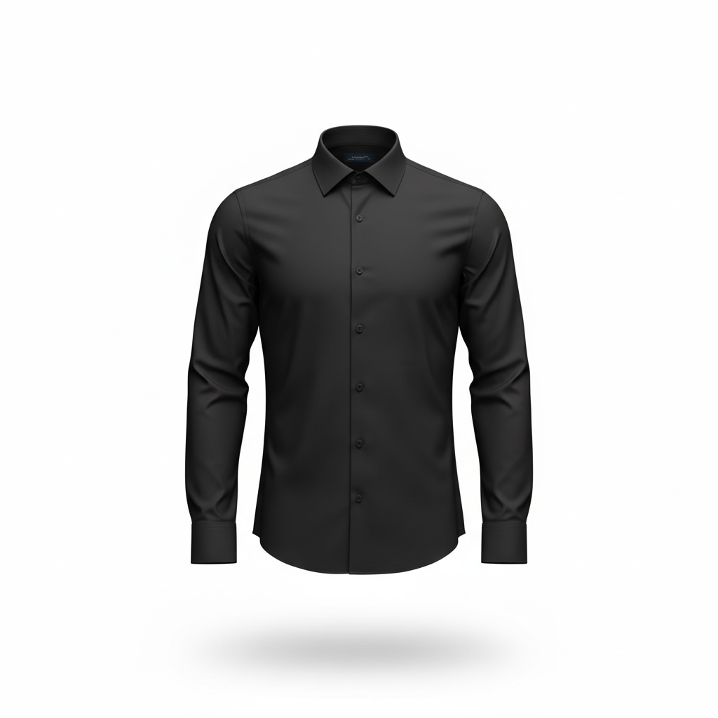 Manschett By Quesste Turkey Edition Men’s Slim Fit Plain Shirt – Black (4000)