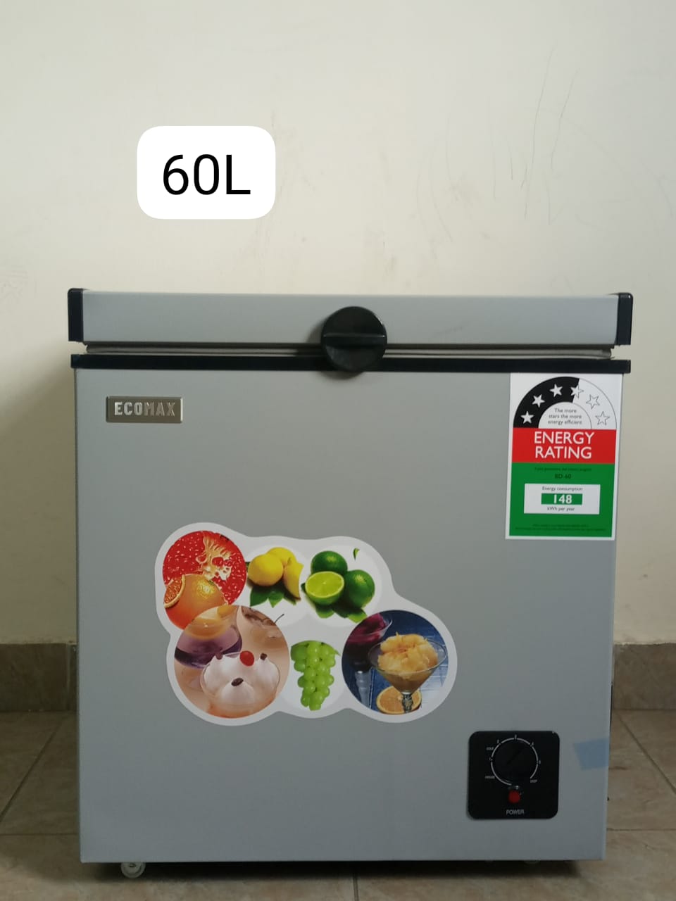 ECOMAX BD-60 60L Compact Energy-Efficient Chest Freezer with High-Efficiency Compressor, Lockable