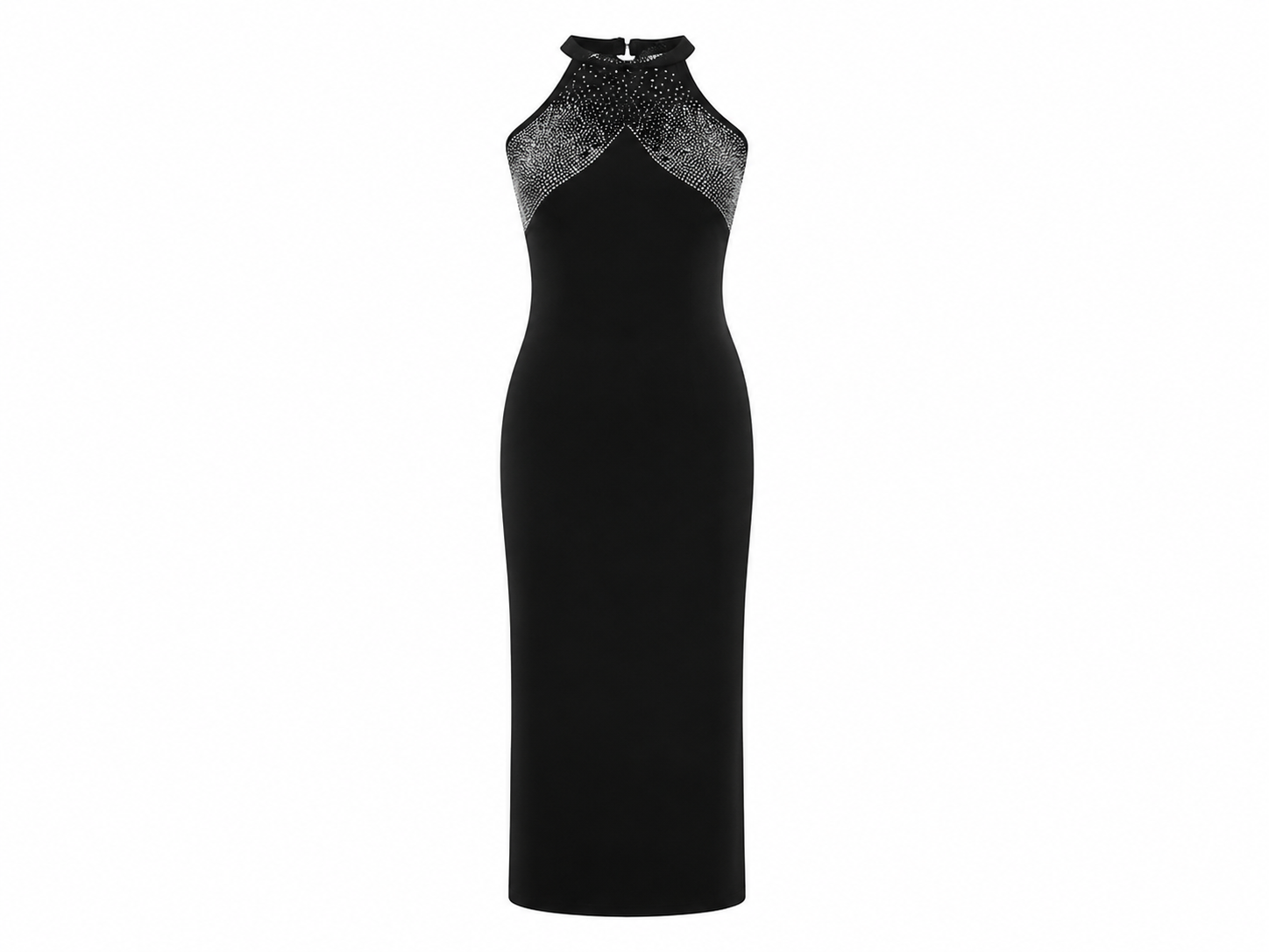 Halter Neck Crystal Embellished Midi Dress 470