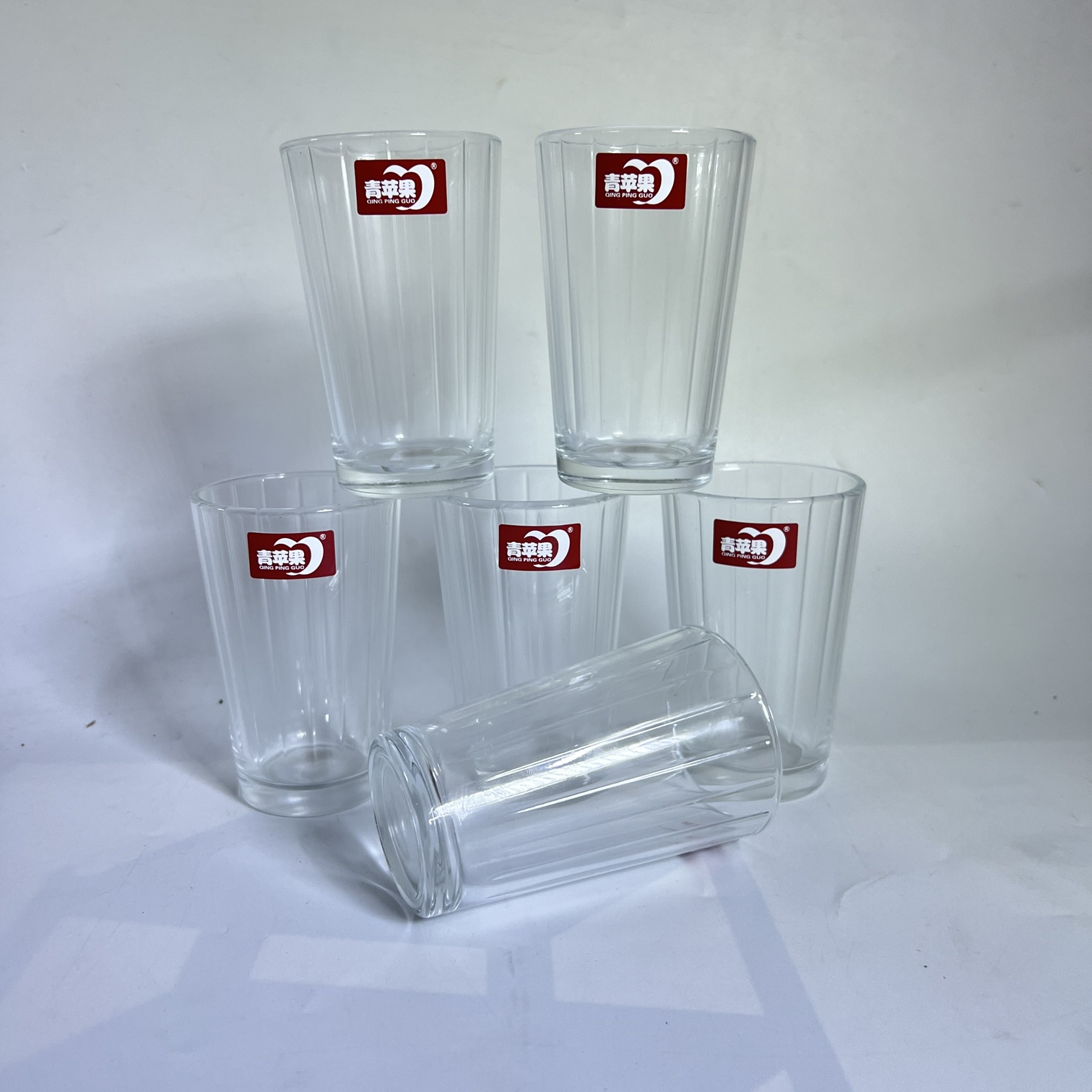 Deli Glass Vertical Ribbed Glassware Six-Piece Set 180ml-(66099Z)