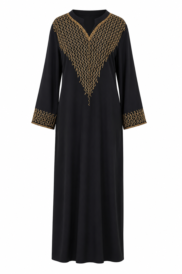 Luxury Gold Embroidered Abaya