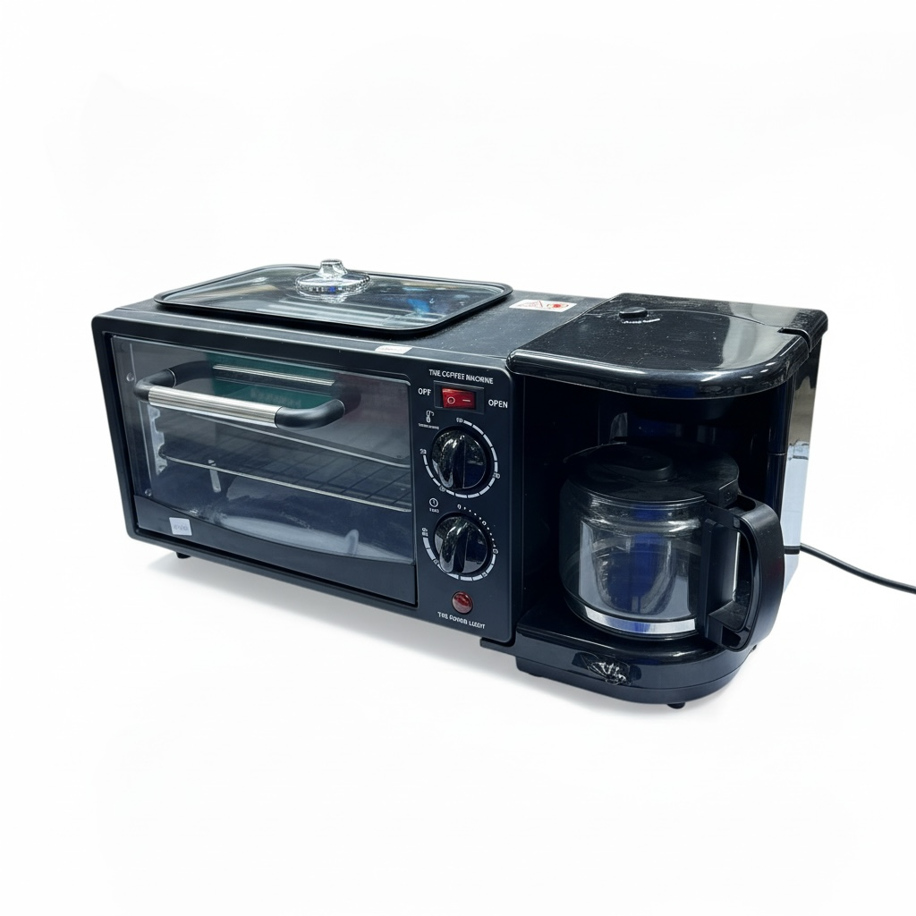3-in-1 Multifunction Breakfast Maker – Coffee Machine, Non-Stick Griddle & Toaster Multi-Cooker