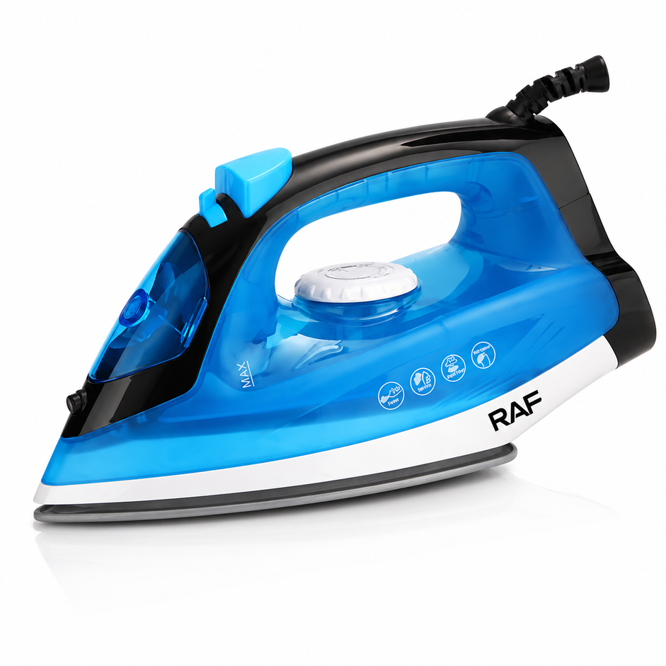 RAF Pro-Heat Electric Steam Iron Fast Heating Non-Stick Soleplate Blue R-1212B