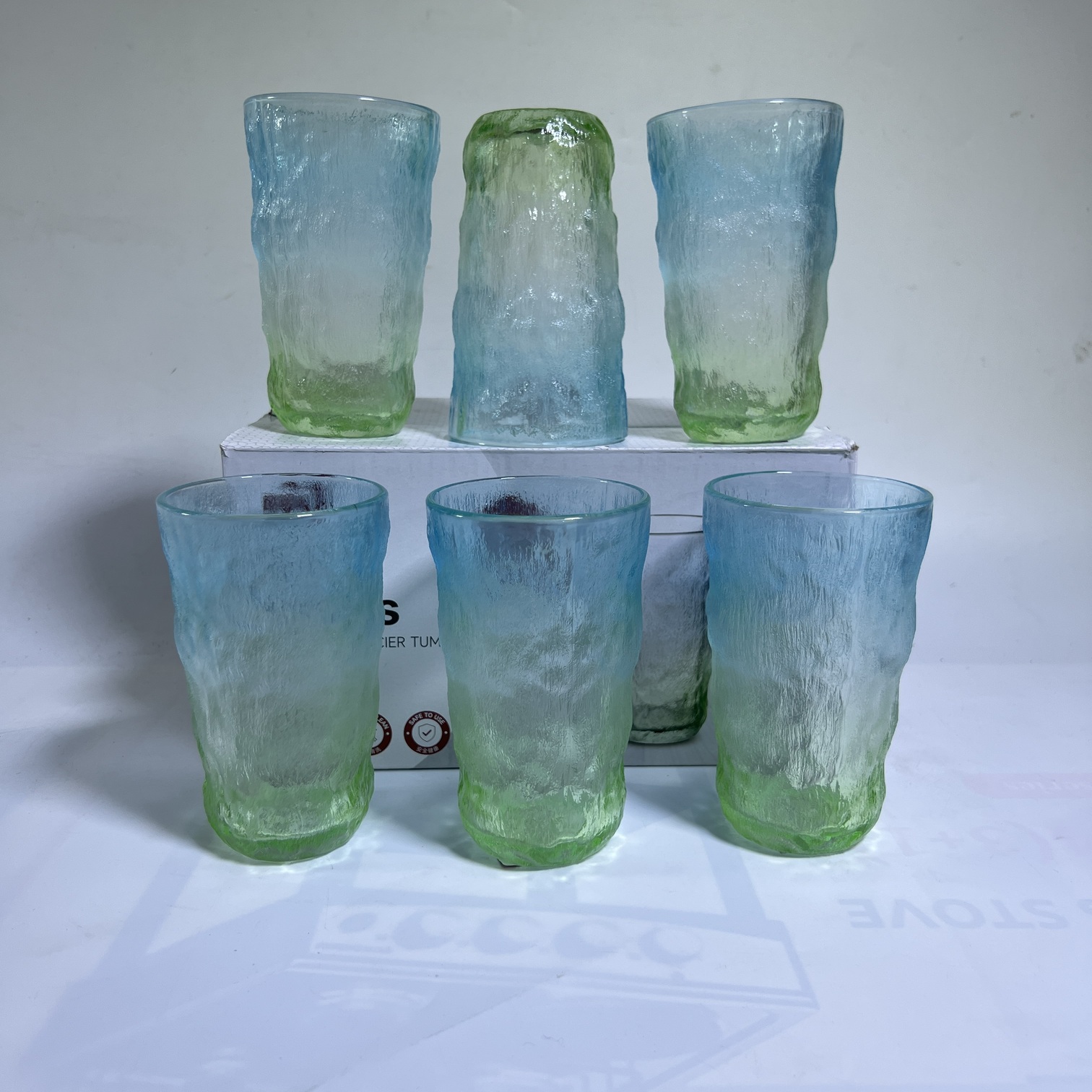 Deli Glass Ice Blue Glacier Six-Piece Set 305ml-(KB047-2)