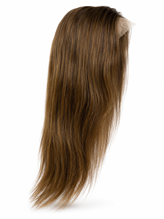 sleek natural brown lace front wig