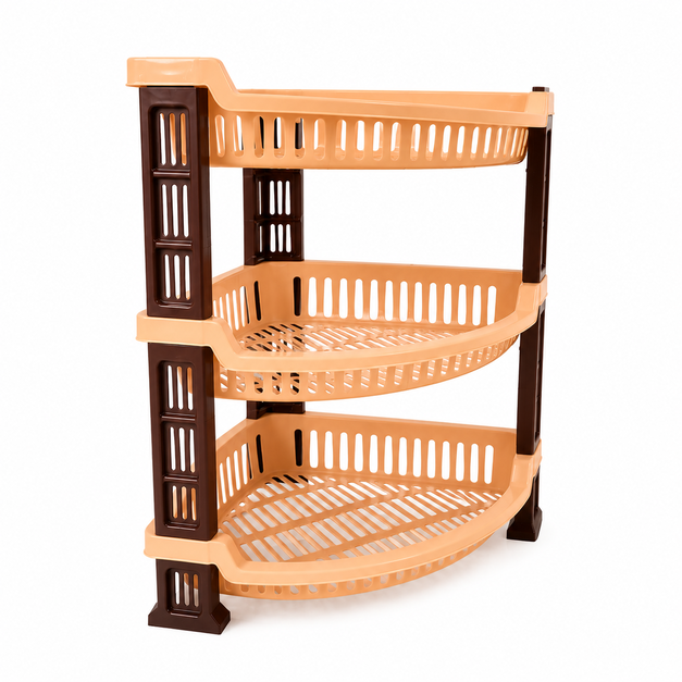 3-Tier Plastic Corner Shelf Rack