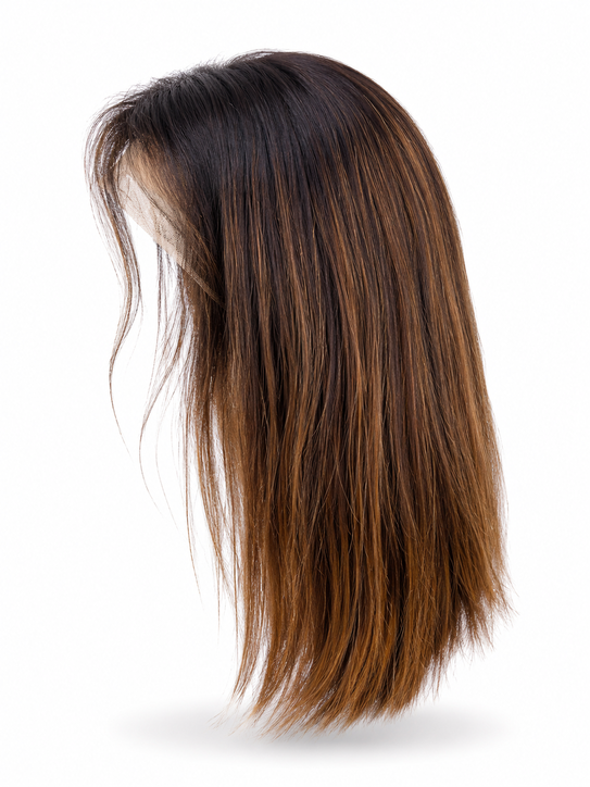 Medium Length Brown Highlight Lace Front Wig