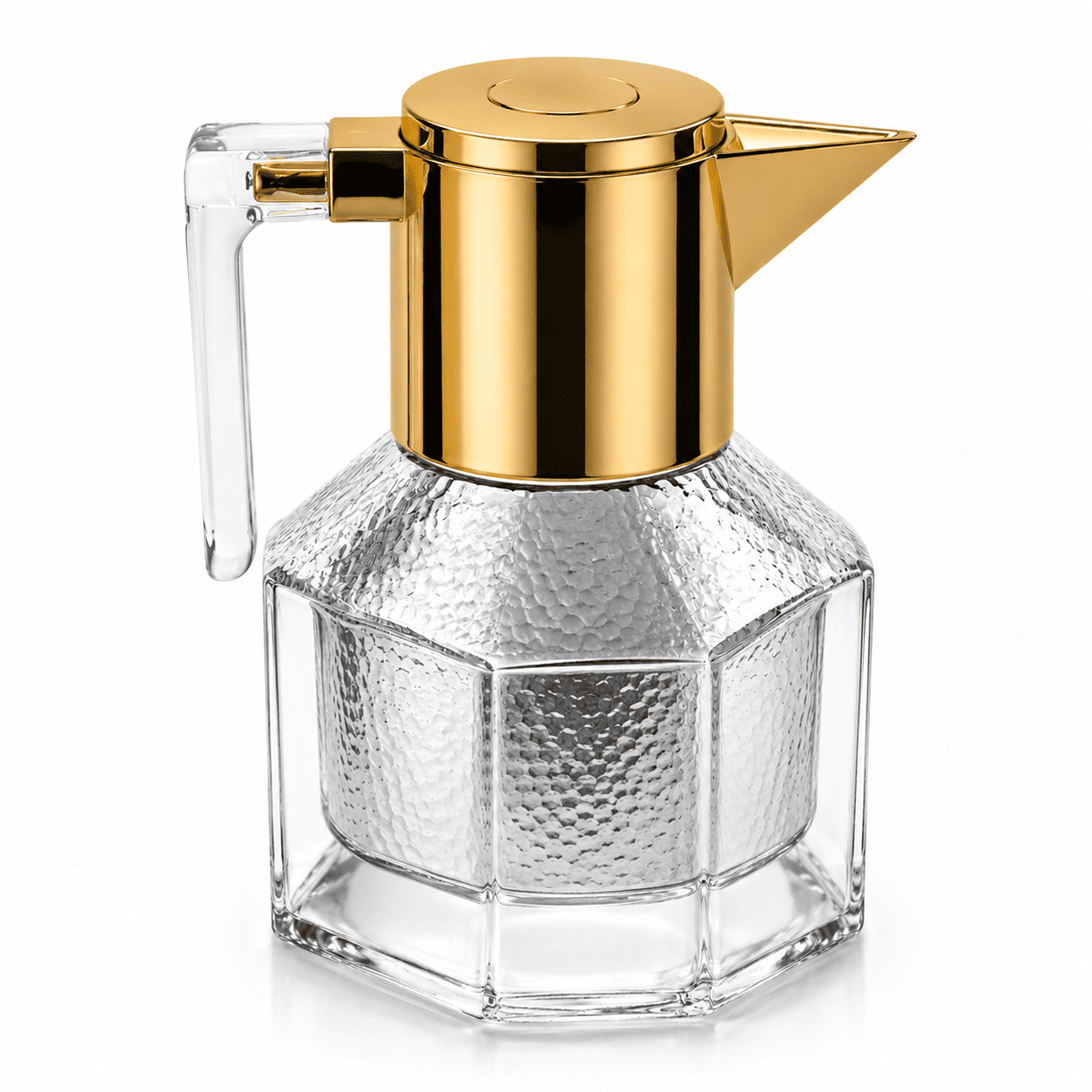 Artisan Hammered Silver & Gold Thermal Flask Set