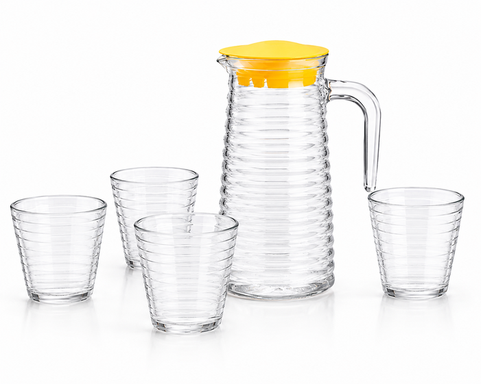 Creative Glass Water Set – Jug with 4 Drinking Glasses