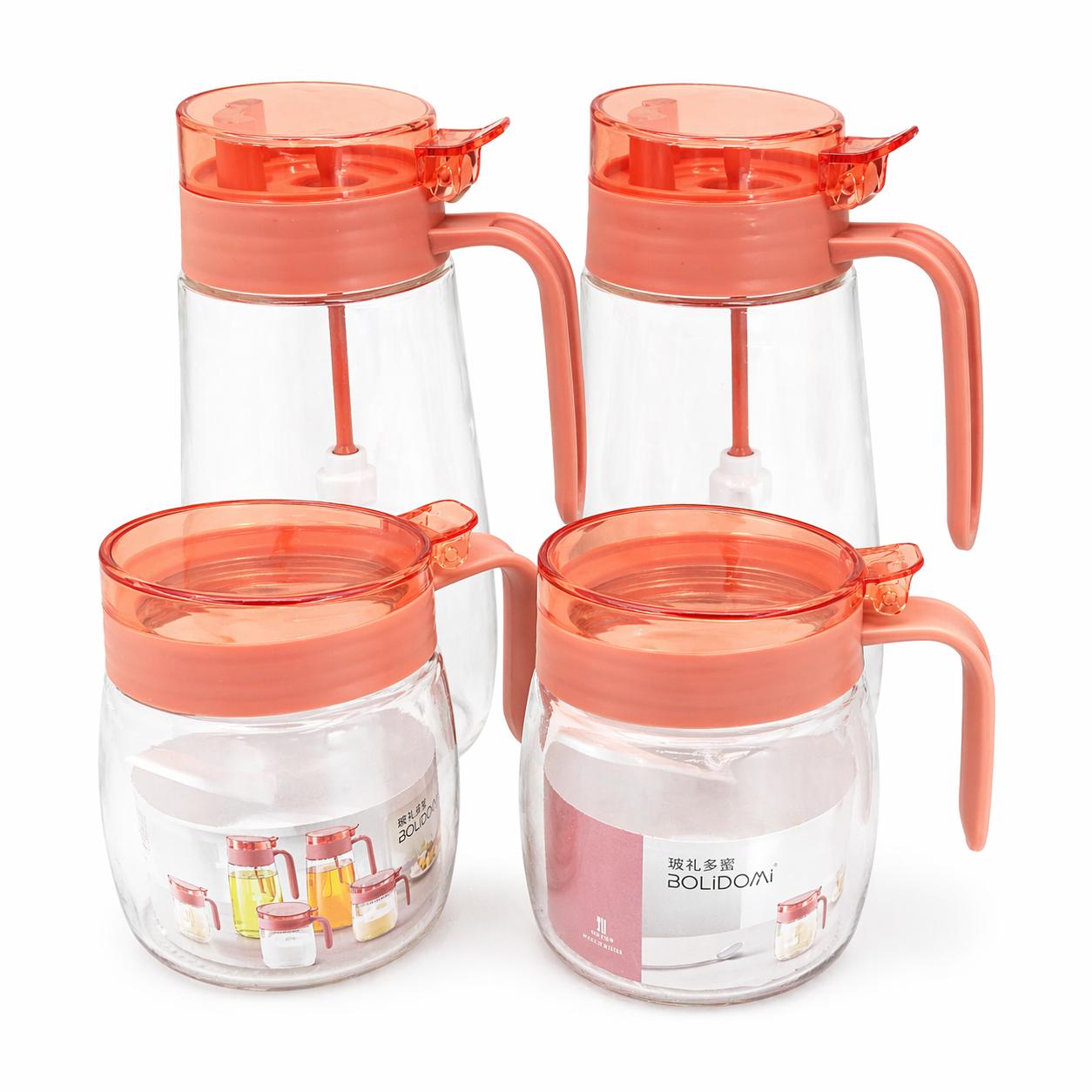 Bolidomi 4-Piece Glass Spice and Oil Jar Set