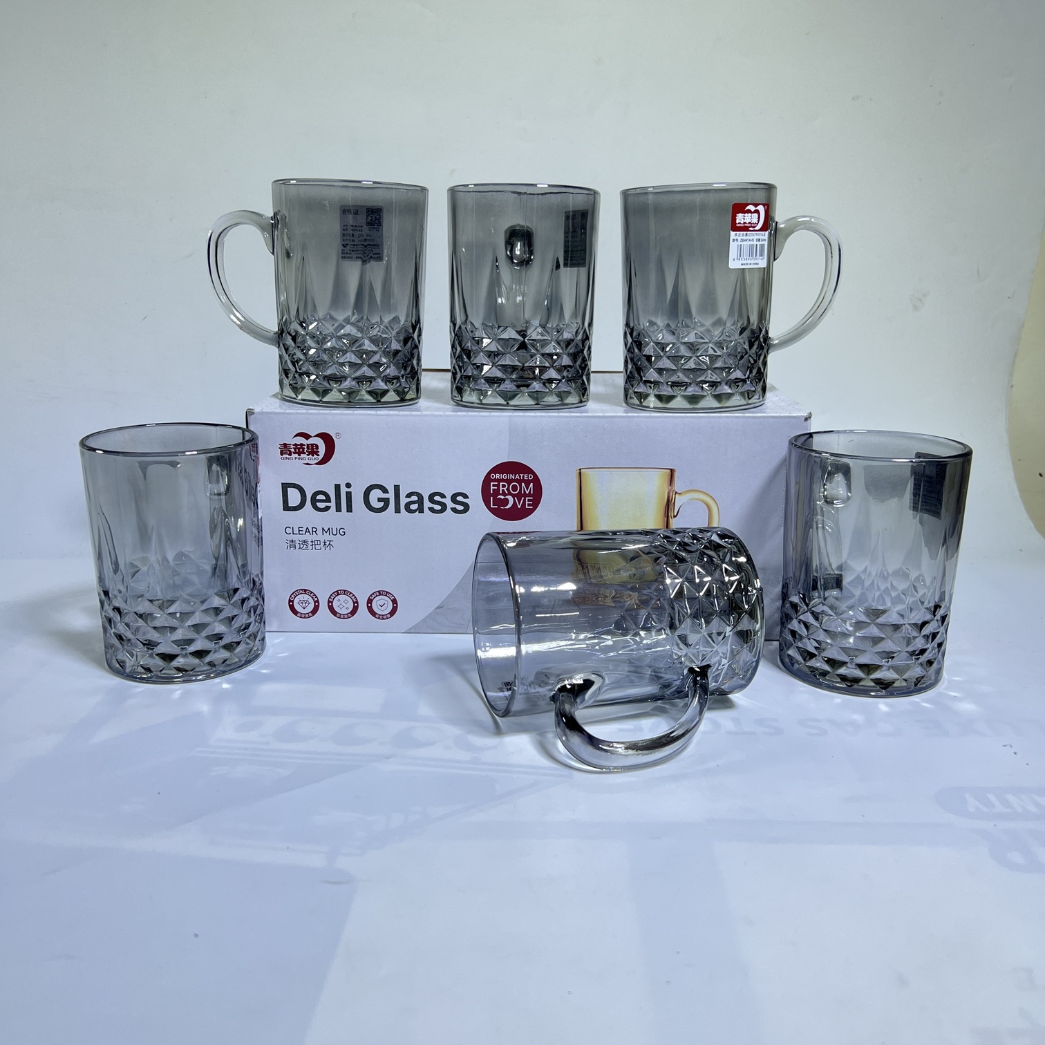 Deli Glass Amber Gemstone Mug Six-Piece Set 360ml (ZB441AHS)