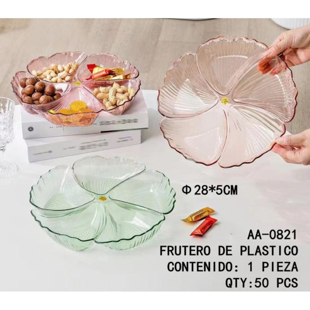 Acrylic Fruit Plate XYC-318 (6pcs) - Mauve Floral Design